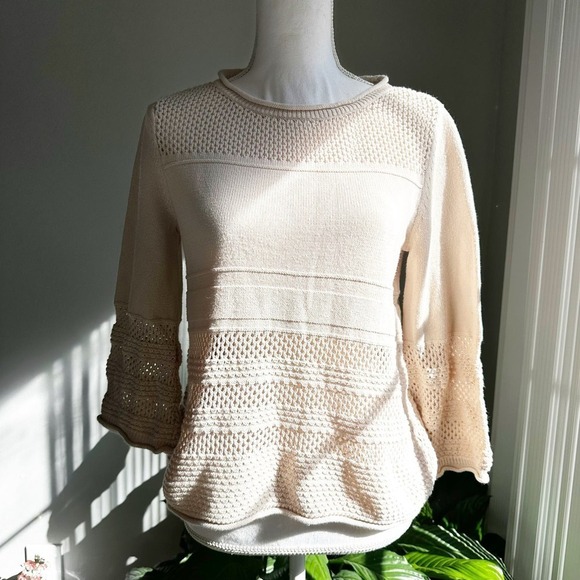 Size M Ann Taylor Loft Knit Cotton Top Light Sweater Medium - Picture 1 of 7